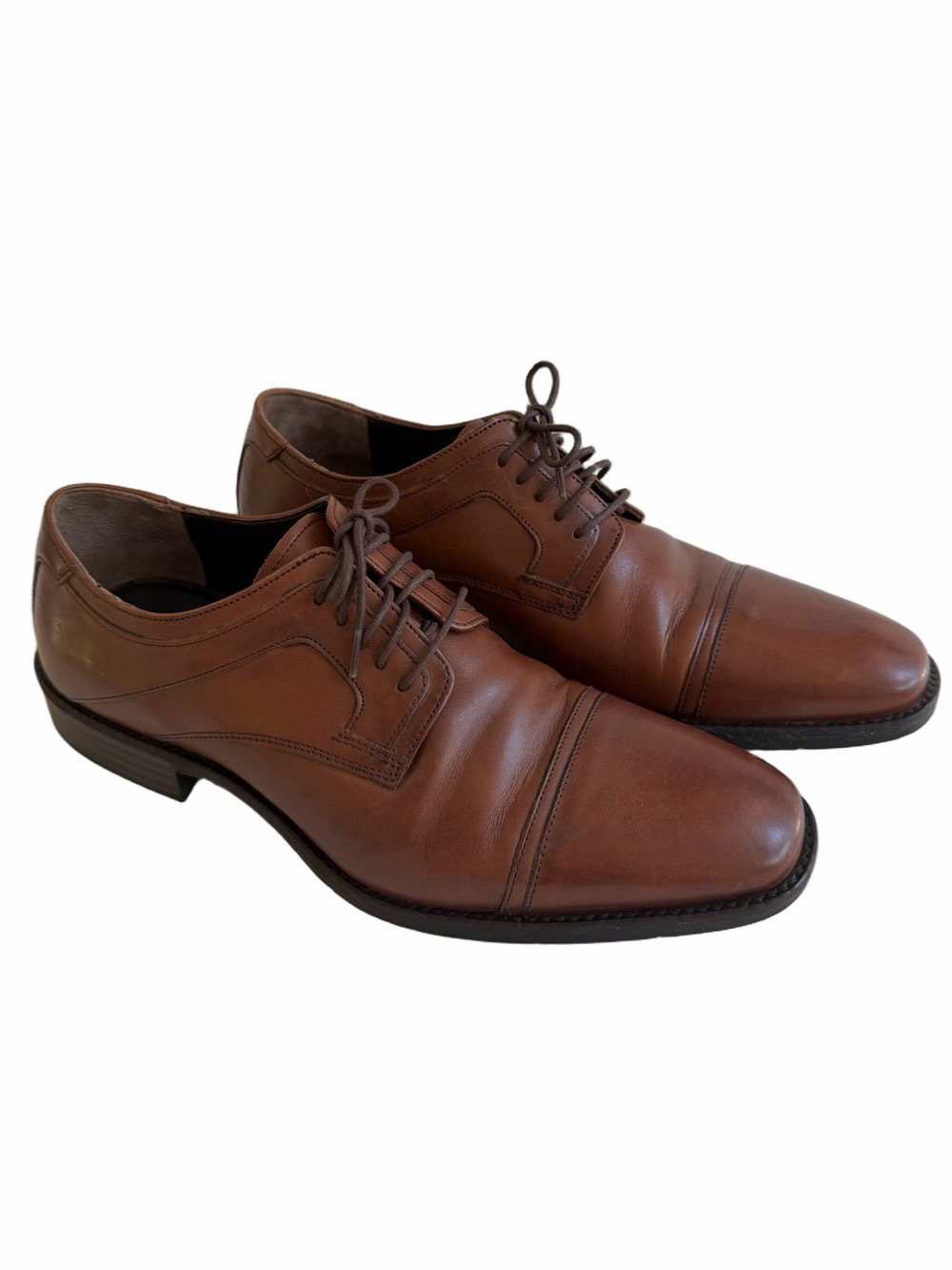 Johnston & Murphy Cap Toe Oxford Leather Shoes Cognac Size 11 Derby EUC